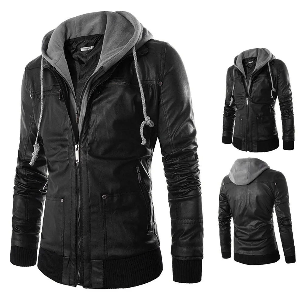 Moto Chaquetas De Cuero Para Hombre Otoño Invierno de LA