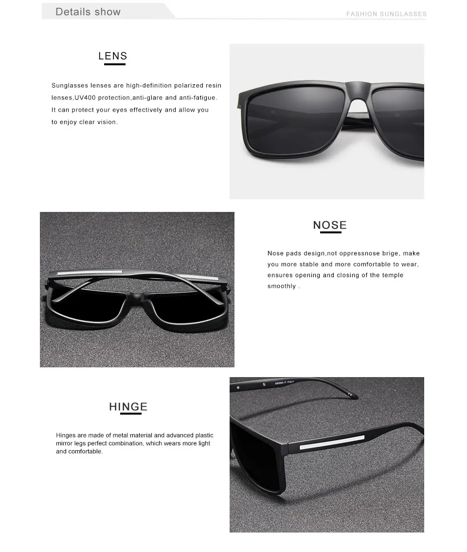 KINGSEVEN BRAND DESIGN Sunglasses Men Male Polarized Sunglasses Driving Vintage TR90 Square Frame Goggles Gafas UV400