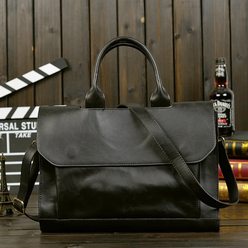 Кожаная мужская сумка-портфель в стиле ретро для ноутбука, деловая мужская сумка-мессенджер, кожаная сумка для ноутбука