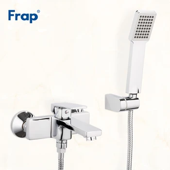 

Frap Luruxy Chrome Bathroom Shower Faucet Bath Water Mixer Faucets With Square Hand Shower Head Set Wall Mounted Crane F3246