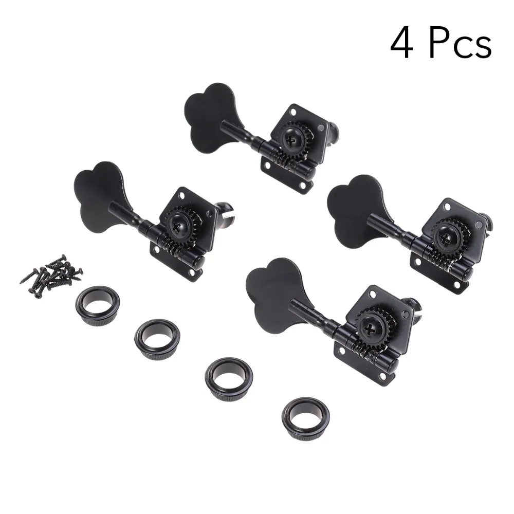 4pcs Guitar Tuning Pegs Electric Bass Tuner Peg Black Guitar Open Gear Tuning Pegs Machine Heads
