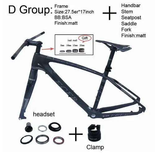 FCFB T800 карбоновая mtb рама 26,5/27er mtb карбоновая рама карбоновая для горного велосипеда 142*12 или 135*9 мм велосипедная матовая рама - Цвет: D Group