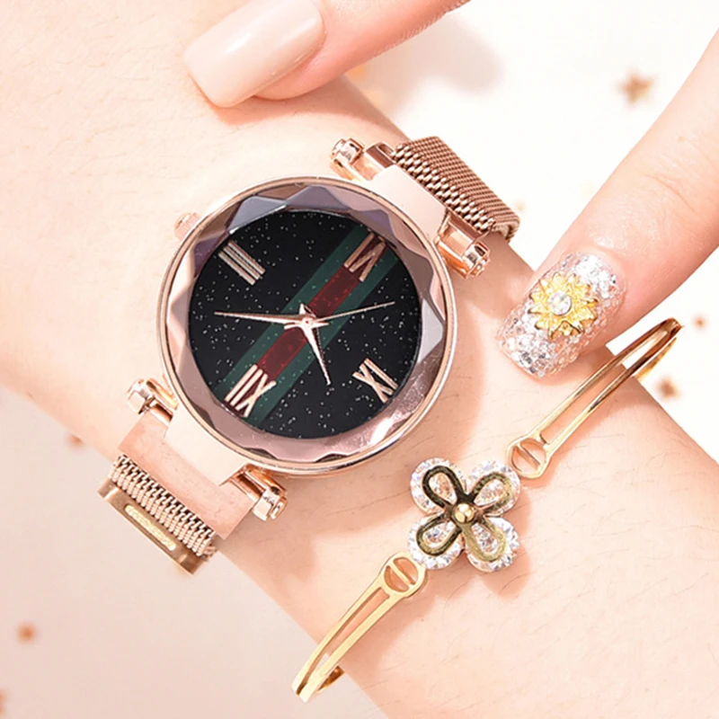 

Luxury Rose Gold Women Watch Magnet Starry sky Wrist Watch For Ladies Female Wristwatch Waterproof reloj mujer relogio feminino