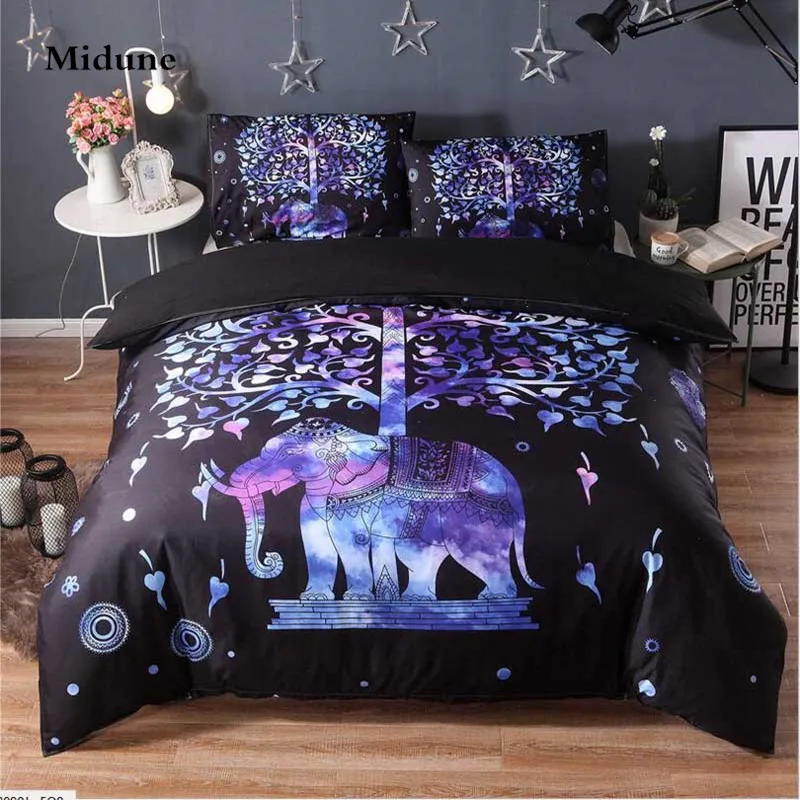 Bohemia Indian Elephant Bedding Set 3d Exotic Print Quilt Duvet