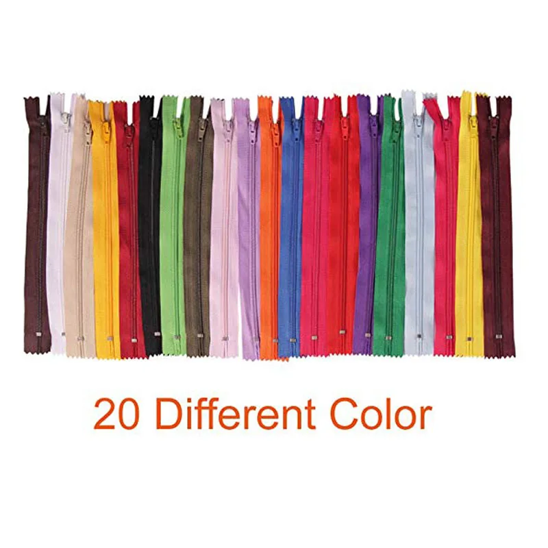 100Pcs 9 Inch Nylon Coil Zippers Bulk for Sewing Crafts Assorted Colors