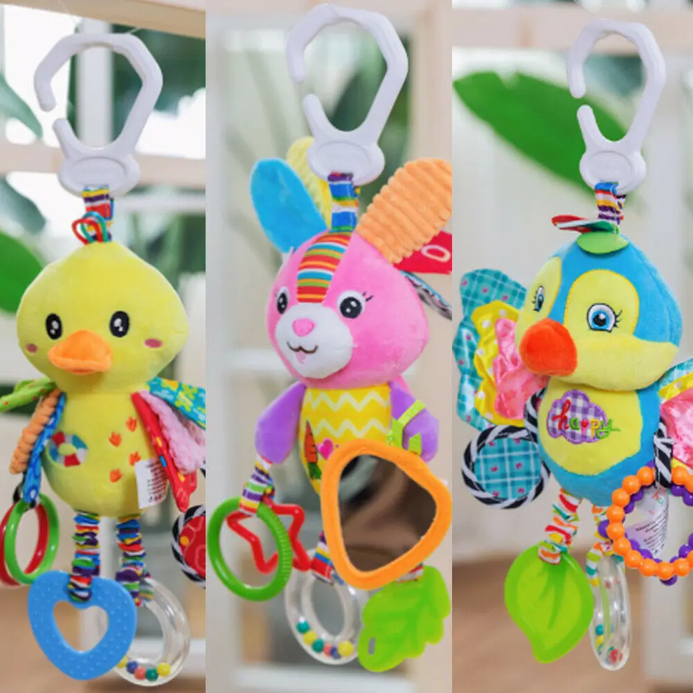 Newest Hot Kids Baby Infant Animal Plush Stroller Crib Pram Rattles Hanging Bell Play Toy Baby Rattles