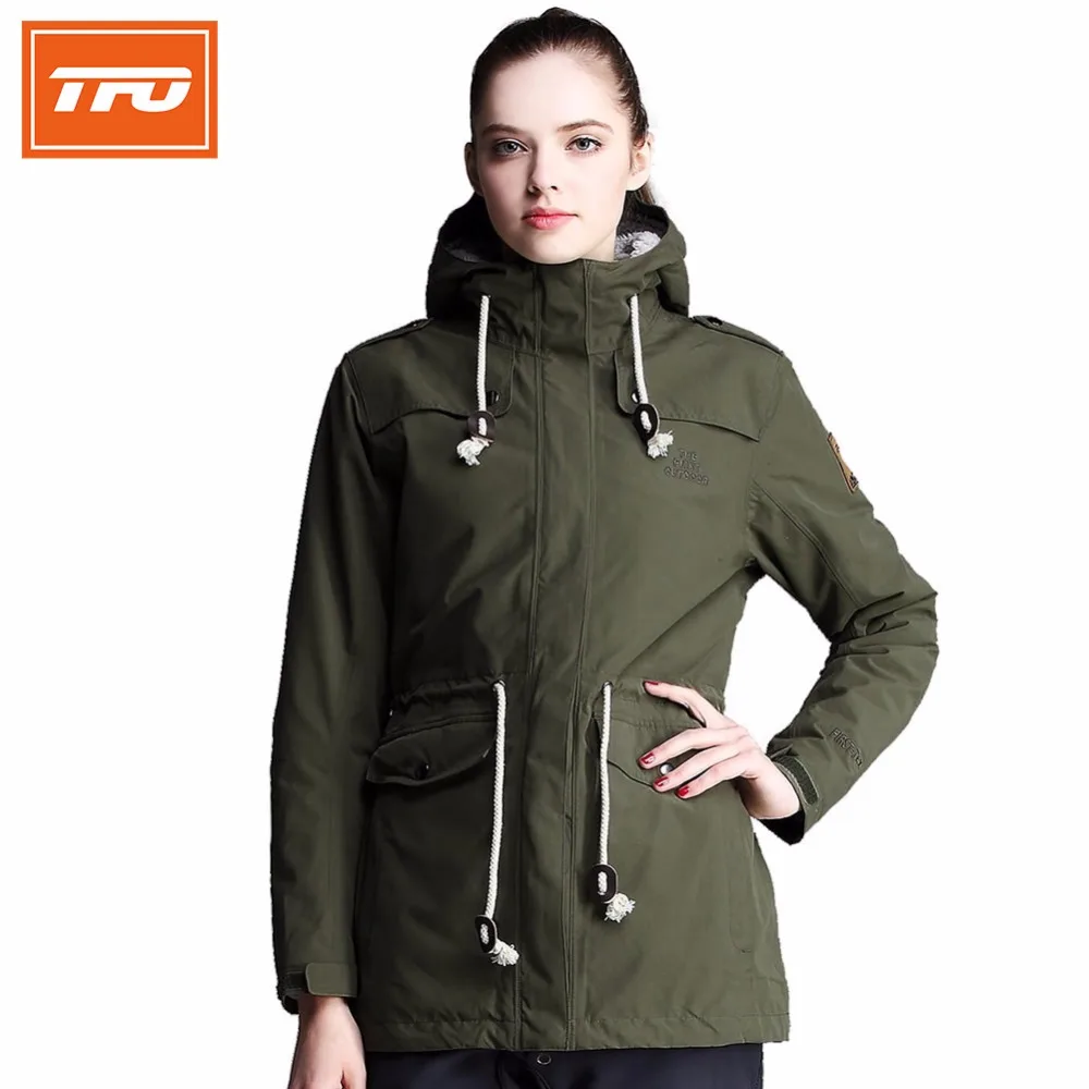 Image THE FIRST OUTDOOR Hiking Jacket for Women Windproof Outdoor Jacket Fleece Liner Waterproof Sportswear For Camping Hiking 6641405