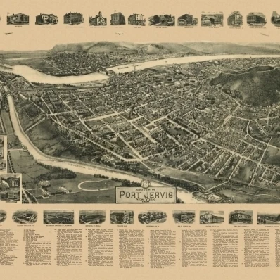 Historic Map of Port Jervis New York 1920 Orange County Poster Print (24 x 36)