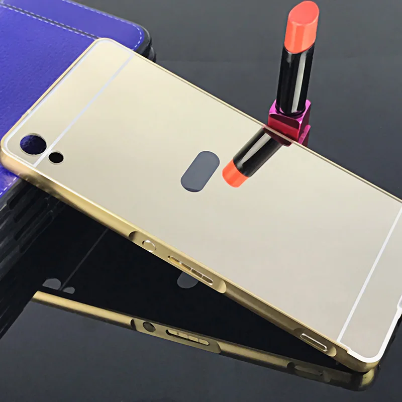 

Gold Luxury Metal Frame Case Coque For Sony Xperia XA Ultra C6 Ultra F3212 F3216 Mirror Back Cover For Sony C6 Phone Cases+Gift