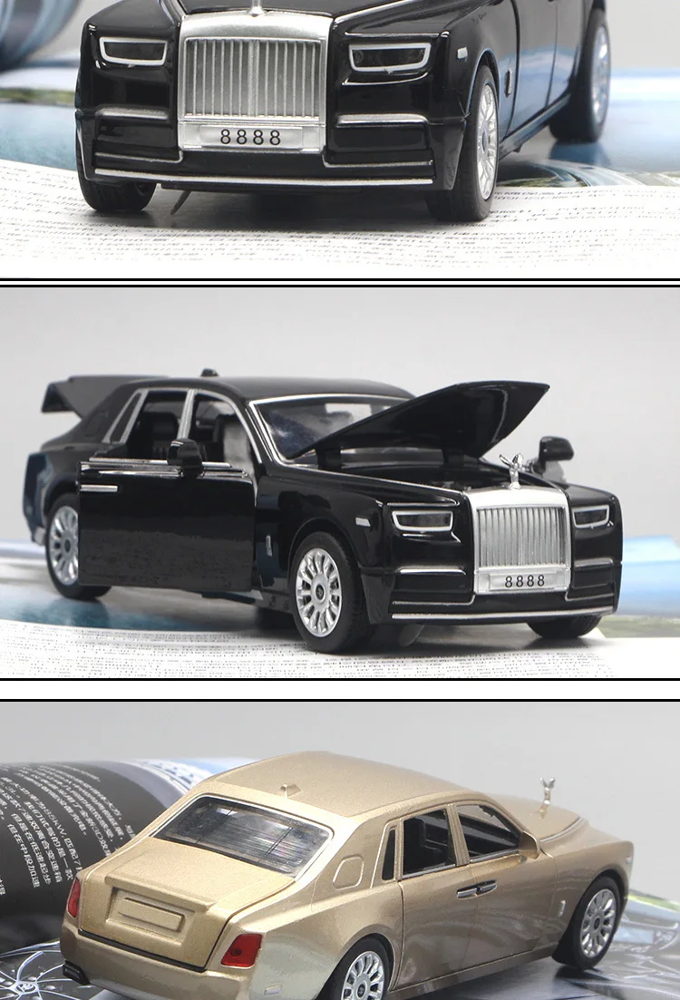 1:28 Rolls Royce, роскошная модель, модель автомобиля из сплава, звук и светильник, оттягивающая 6 дверей, эксклюзивная модель автомобиля