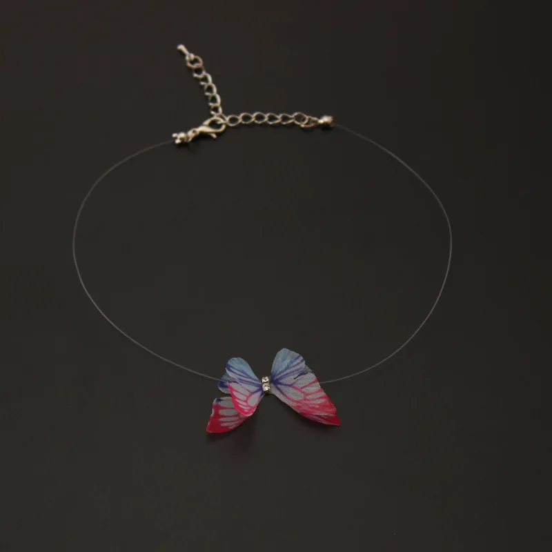 Crazy Feng Новое Элегантное Кристальное красочное 3D ожерелье-чокер с бабочкой невидимые шелковые колье с рыбной линией для женщин подарок