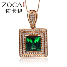 ZOCAI Новое прибытие Шансон серии 1.0 CT настоящий зеленый турмалин чистый 18 К розового золота Подвеска с 0.20 кар натуральный бриллиант