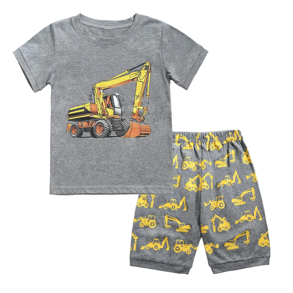 

Kids Baby Boy Girls Pajamas Cartoon Printed Tops Shorts Pants Outfits Set Cotton Kids Toddler Clothes Letter Sport Suit 2PCS