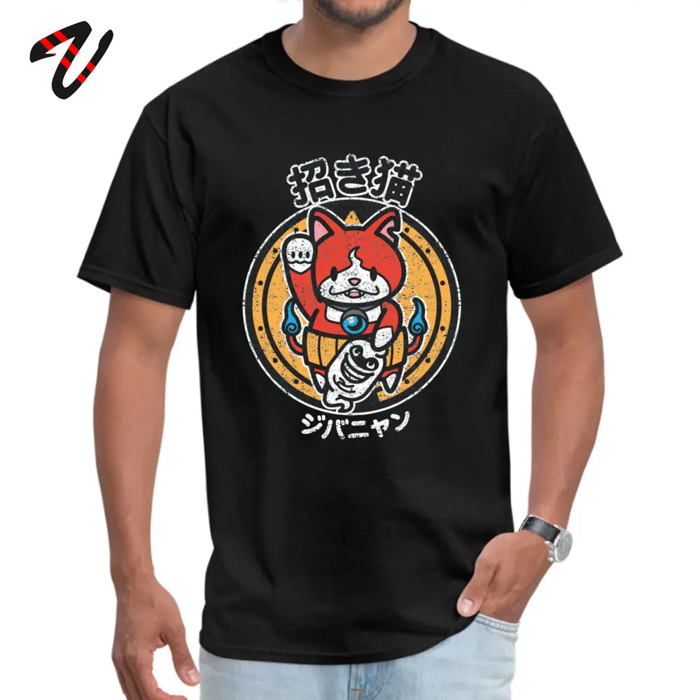 Maneki Nyan Round Neck T Shirts Summer T Shirt Short Sleeve Hip Hop 100% Cotton Custom Tops & Tees Europe Men Wholesale Maneki Nyan 2541 black
