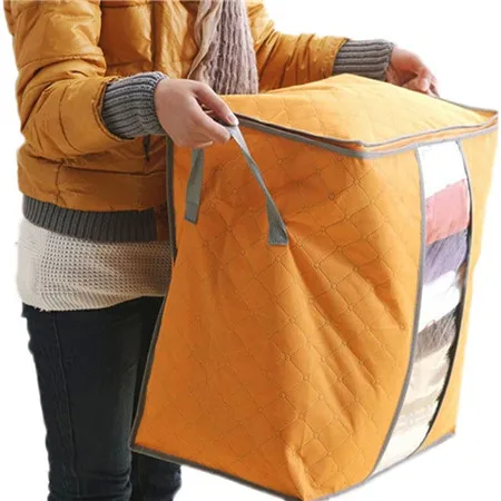 Quality Non Woven Clothes Quilt Storage Bag Zipper Portable Clothing Box Closet Underbed Beddings Pouch Organizer Pack Bags#B30 - Цвет: orange