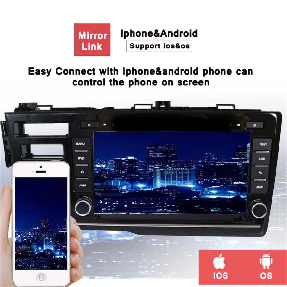 Best 8 inch Brazil 1024*600 Tape Recorder Android 7.1 Fit HONDA FIT  2014 -17  Car DVD Player Navigation GPS Radio Stereo Head unit 9