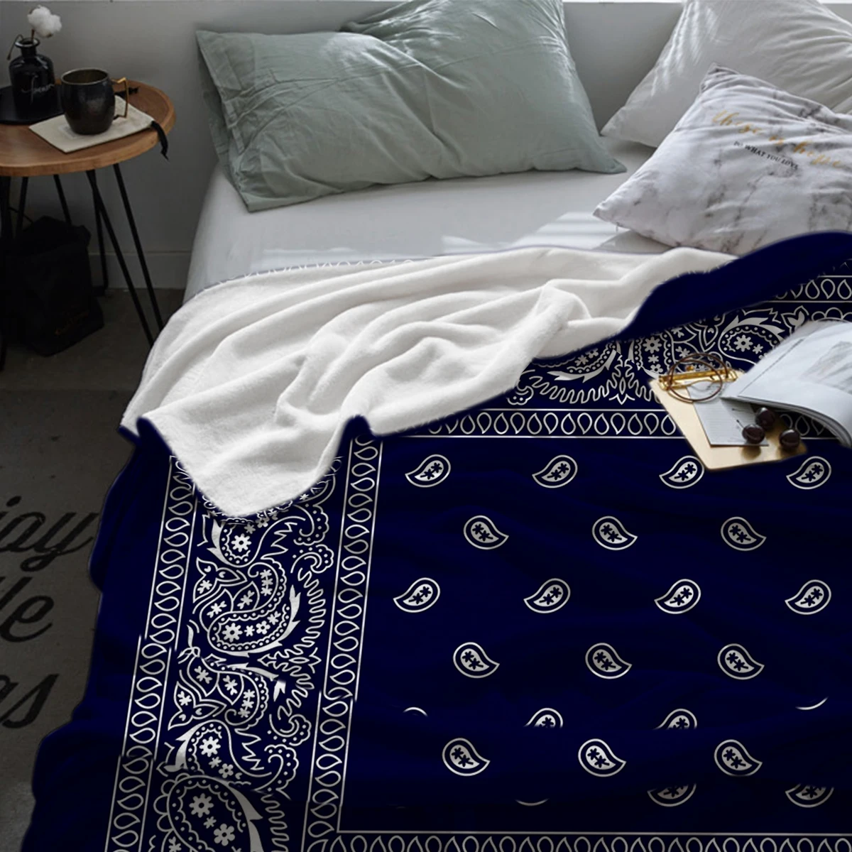 Бандана темно-синий Юго-Западный плед теплое одеяло из микрофибры фланелевое одеяло для спальни
