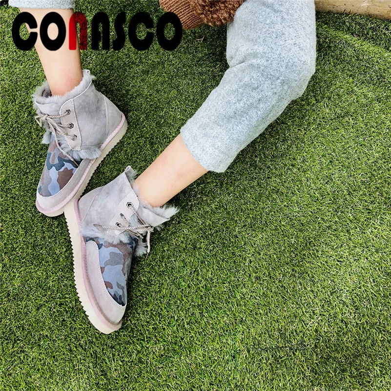 

CONASCO Top Quality Women Ankle Boots Fur Keep Warm Winter Snow Boots Ladies Flats Heels Comfortable Casual Shhoes Woman Boots