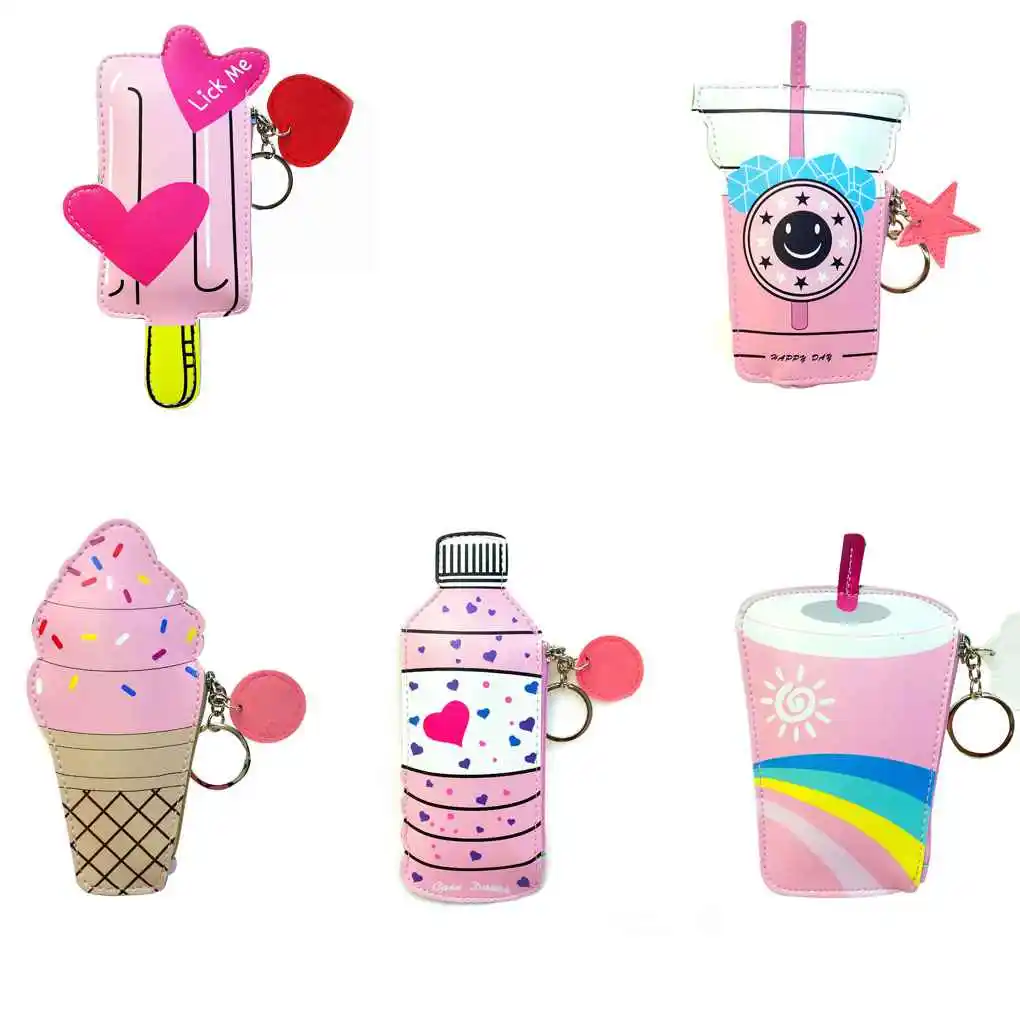 

FangNymph New Greative Cartoon Cute Printing Mini Small Women Coin Purse Icecream Bottle Pu Leather Money Pouch Gift For Kids