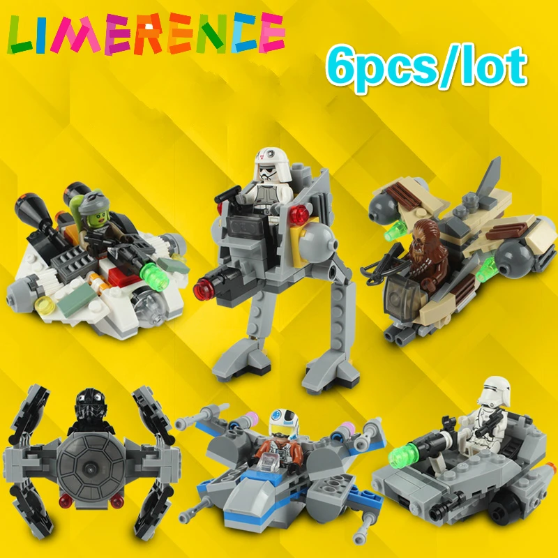 

6pcs/lot Mini Star Series Wars Space Ship Building Block Model Toys Christmas Birthday Gift Toys for children