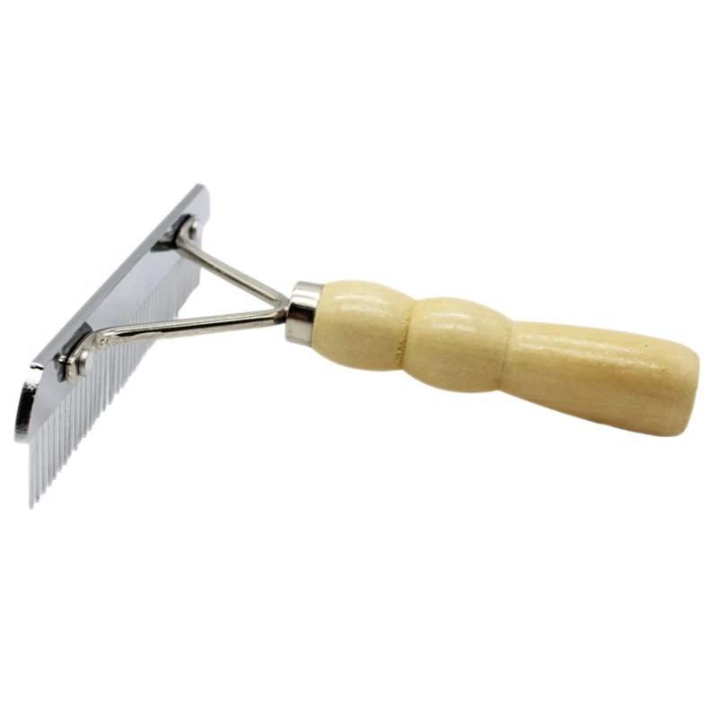 Stainless Steel Pet Rake Combs Wooden Handle Dog Comb Hair Removal Tool