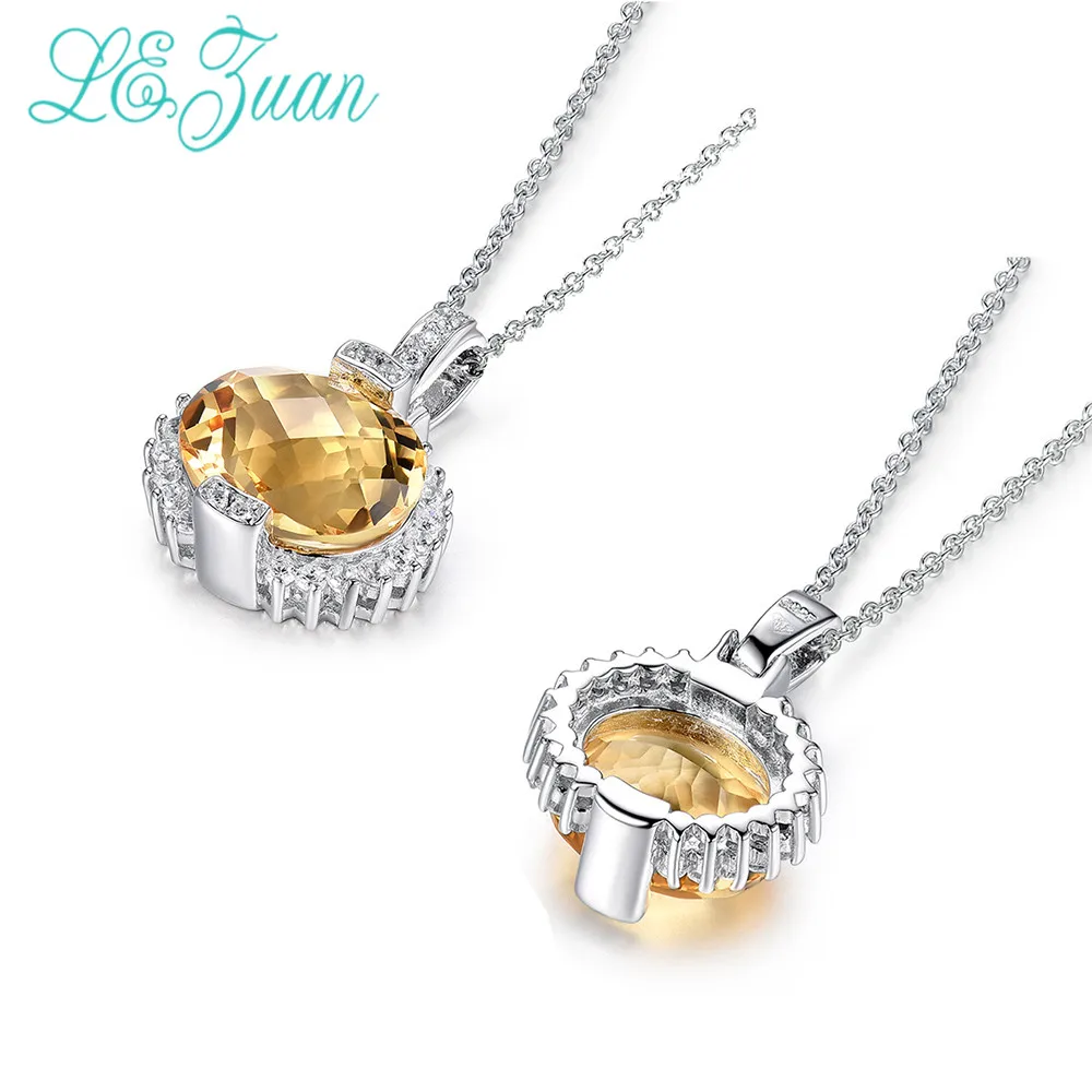 L& zuan 9.89CT натуральные ювелирные изделия с цитрином наборы для свадьбы 925 стерлингового серебра висячие серьги/кулон желтые ювелирные изделия с камнями