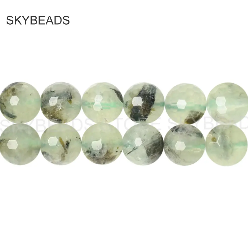Healing Crystal Quartz Beads in Bulk Wholesale Faceted Natural Green Prehnite Semi Precious