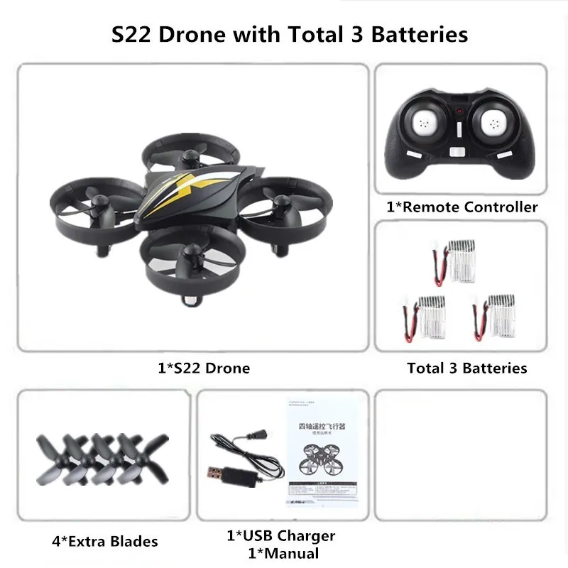 Mini Drone RC Helicopter Remote Control Quadcopter 2.4GHz 6-Axis Gyro Headless Mode Quadrocopter Drones Toys for Children - Цвет: B3