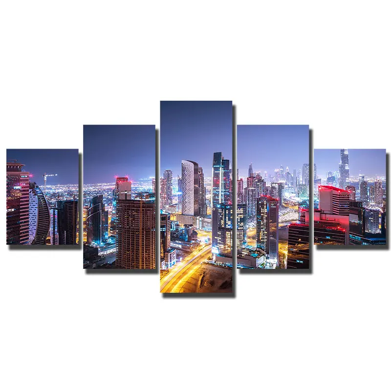 Artryst HD Printed Dubai Skyline canvas Painting decortive print poster