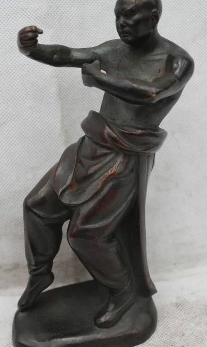 

18 cm China Chinese Folk Bronze excellent Man exercise drunken fist martial arts Sta