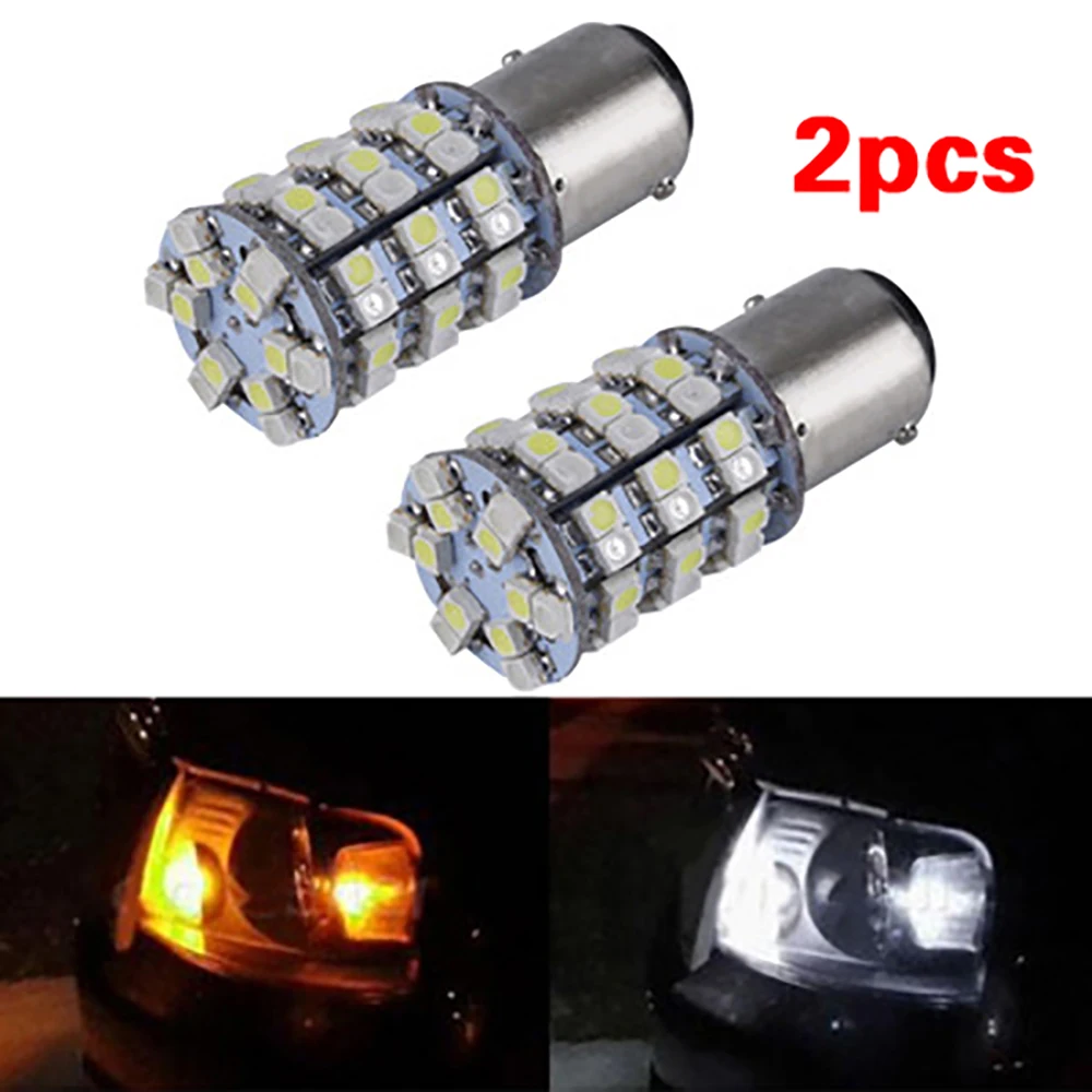 2PCS 1157 Type-2 Switchback White+ Yellow 60-SMD LED Turn Signal Light Bulbs BAY15D 3528 60SMD Double Brake | Автомобили и