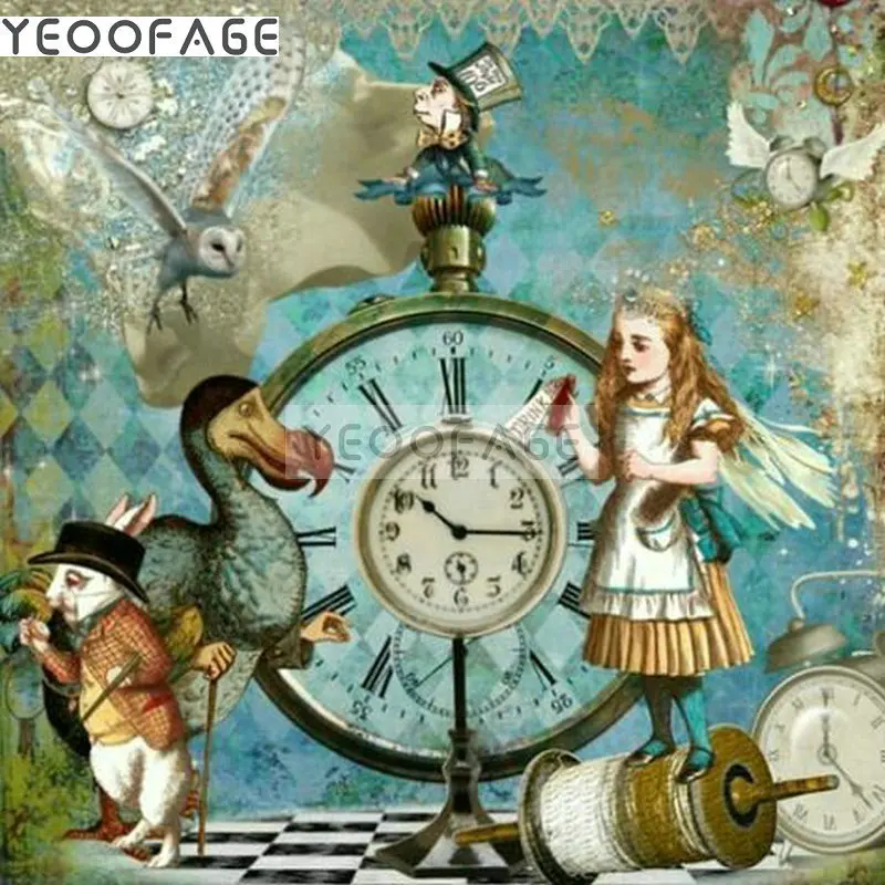 

5D Diy Diamond embroidery new Mosaic Of living room wall stickers broderie diamant plein Diamond painting Girl clock