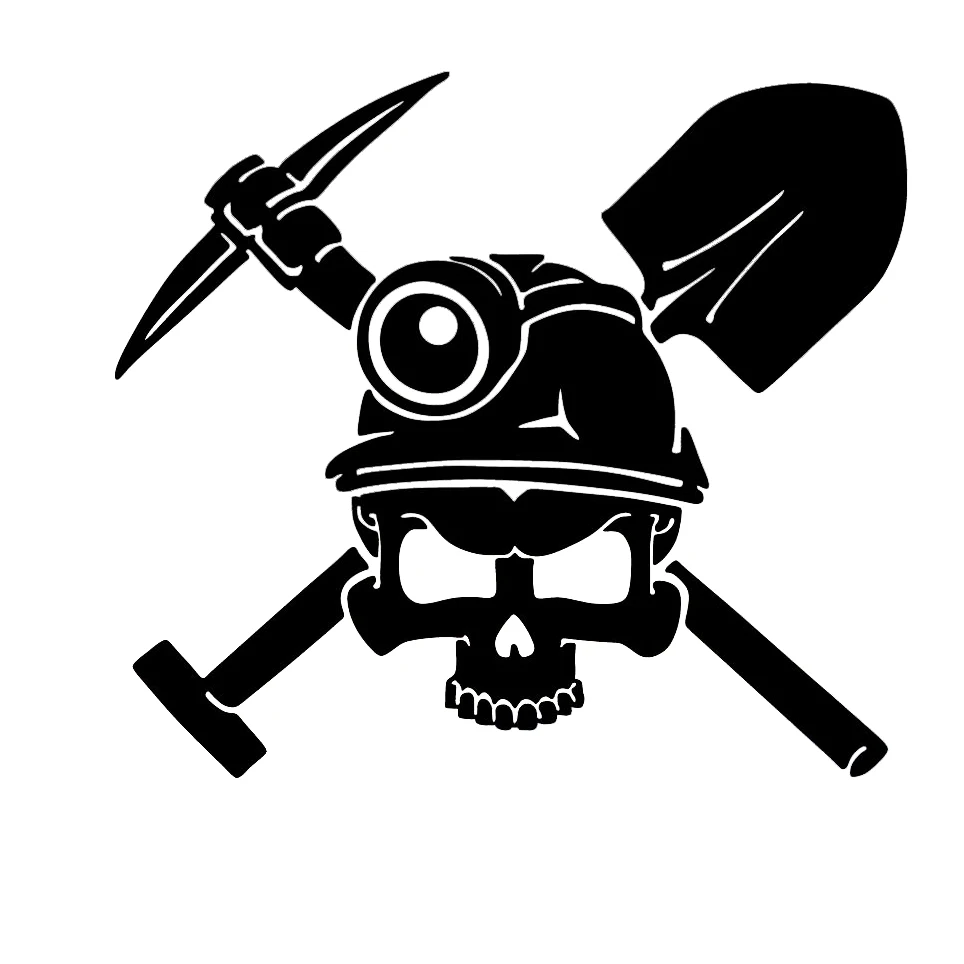 

Coal Miner Skull Shovel Pick Car Window Vinyl Decal Sticker Funny Car Window Bumper Novelty Car Decor