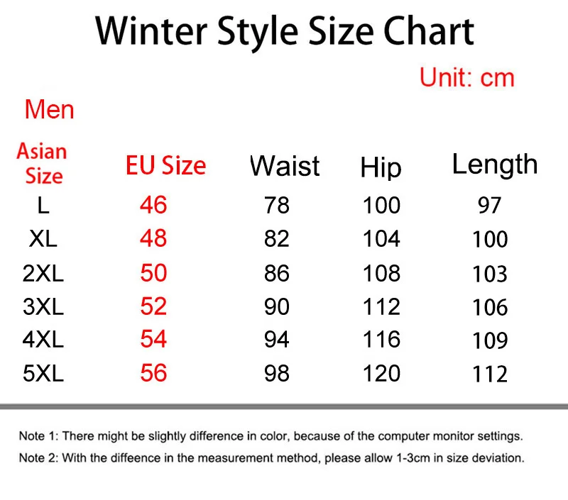 297xiaoyimakuchang size chart man