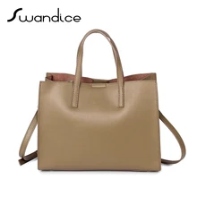 Женские Простые повседневные Мягкие Сумки из натуральной кожи, одноцветные сумки-мессенджеры через плечо, большие вместительные сумки