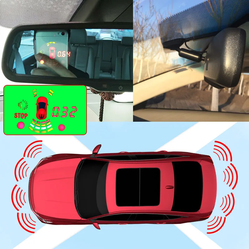 12-дюймовый внутреннее зеркало заднего вида монитор передний и задний датчик парковки с оригинальным кронштейном 8 шт. 16 мм плоские радарные sens