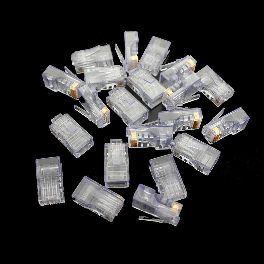 80 Connecteurs RJ11 Mâles 6P4C - Pour Câbles Téléphone - Noyau Cuivre, Broches Dorées, Transparents