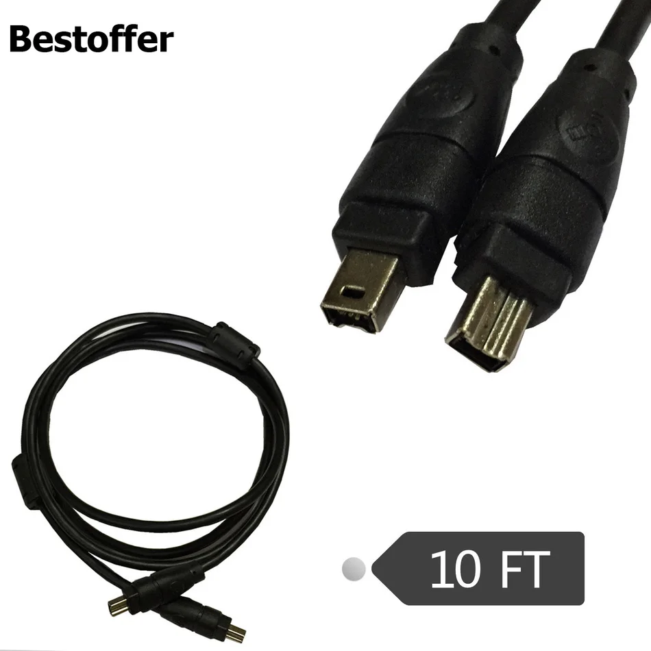 Черный Кабель IEEE 1394 Firewire 800 400 9 контактный/4 контактный штекер/штекер 10 футов 3