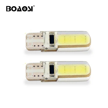 

BOAOSI 6PCS/lot New Arrival Silicone COB Light Car 12V T10 LED W5W LED Bulb 168 194 Auto License Plate Lamp Silica White