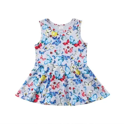 

Fashion Toddler Infant Kid Girl Clothes Cotton Butterfly Printed Casual Dresses One-Piece Costume Girl Dress