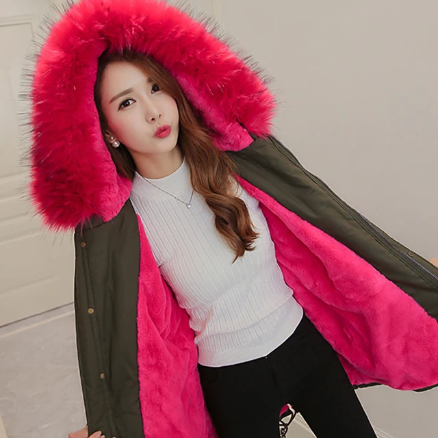 Buy Parkas For Girls Winter 2017 Army Green Parka Coat With Fur Hood Ladies