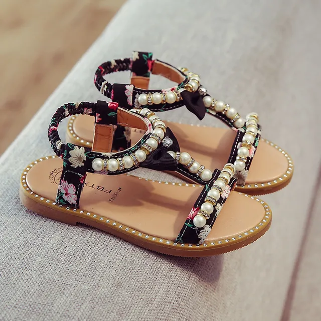 Toddler Child Kids Baby Girls Pearl Crystal Single Princess Roman Shoes Sandals Toddler Child Kids Baby Girls Pearl Crystal Single Princess Roman Shoes Sandals