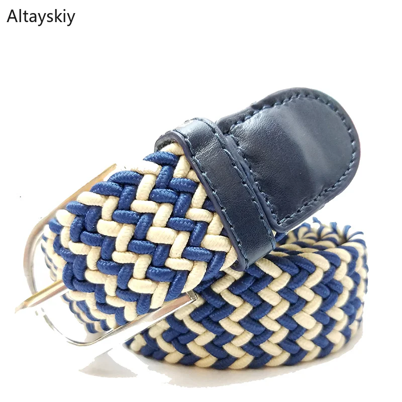 

Belts Women Knitting Patchwork Metal Needle Buckle Adjustable Womens New Chic Wide Straps Female Harajuku Soft Waist Belt Trendy