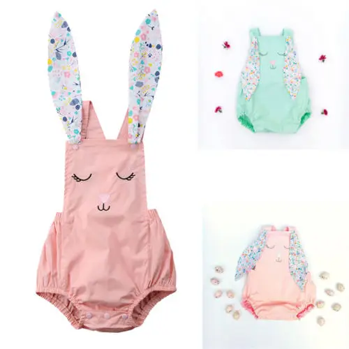 

2018 Summer Bunny Baby Girl Romper Baby Floral Jumpsuit Outfits Newborn Kids Clothes 0-18M