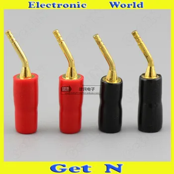 

25pcs Taiwan Lantern Type Gold Plated Curved Pin Plug Audio Speaker Clip Cable Old Audio Speaker Screw Plug Connector