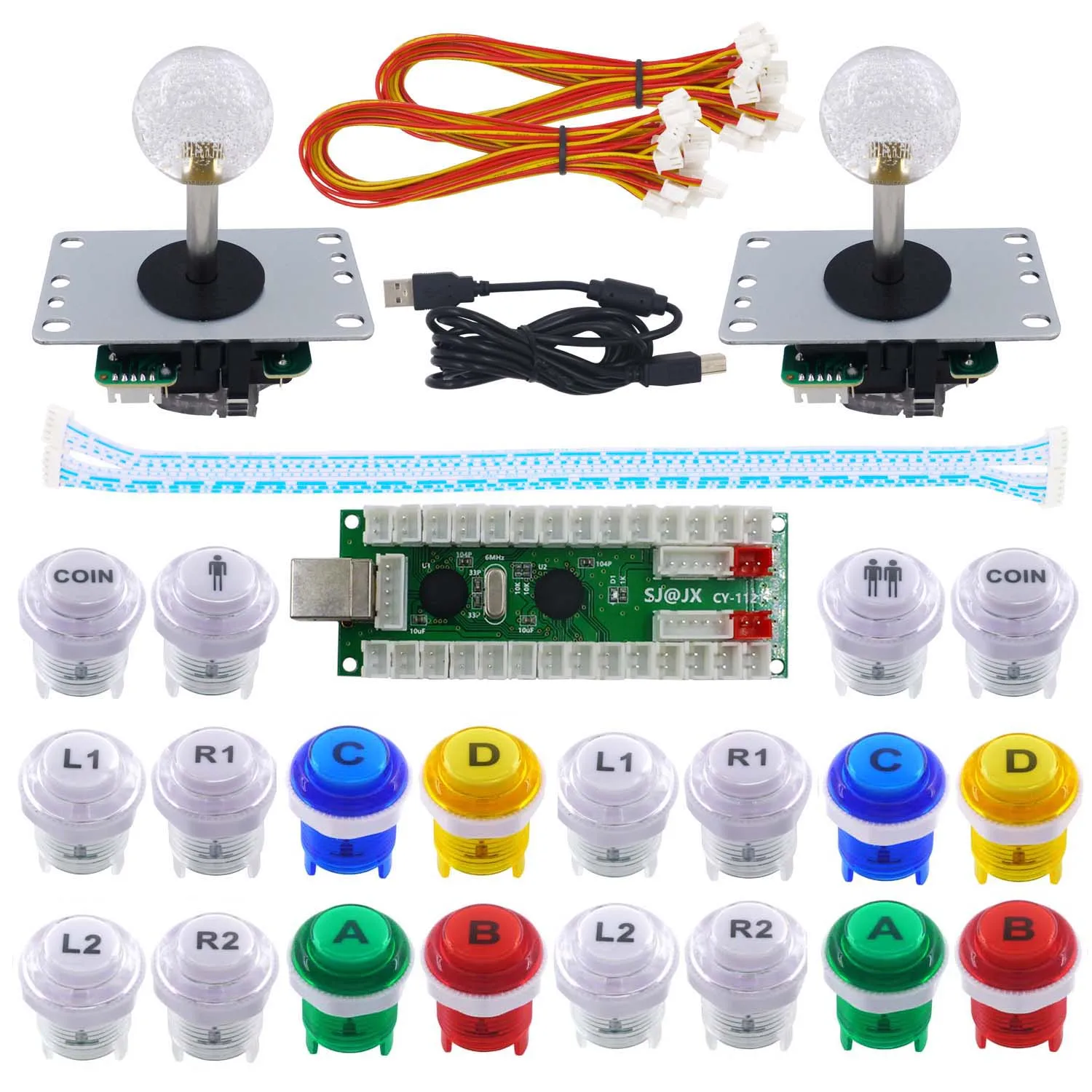 Sj @ Jx 2 Player Arcade Game Kit Fai Da Te Controller Joystick Arcade Interruttore Tastiera Meccanica Retropie Raspberry Mame Arcade Button