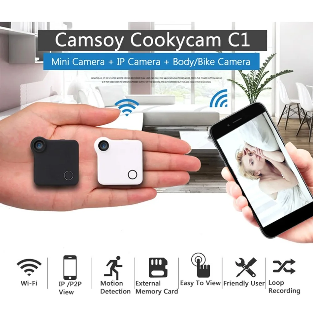 

LESHP Mini Smart Wifi Wireless Camera 720P HD IP/P2P View Surveillance Camera with Clip Support Motion Detection Alarm recording