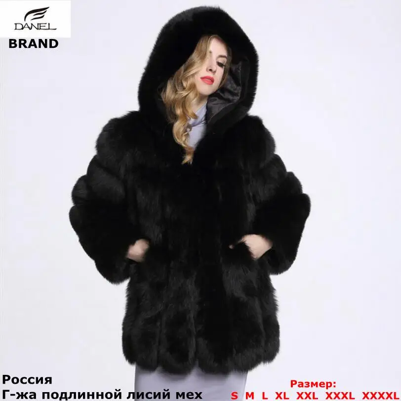 Buy 2016 Russia really fox fur coat natural Black fox