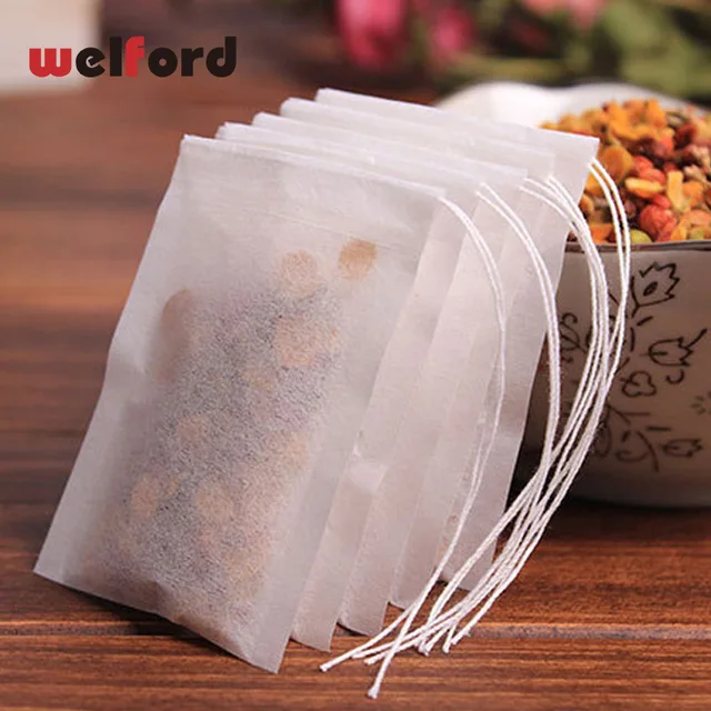 Best Price Disposable Empty Tea Bags 6 x 8 Cm Diy Drawstring Paper Teabags Herb Coffee Herbal Powder Flower Tea Filter Loose Bags 2018 