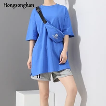 Hongsonghan корейский женский летний студенческий стиль Повседневная футболка женские свободные топы с коротким рукавом с бесплатной сумкой на одно плечо